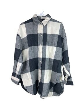 Zara Plaid Flannel Black and White Button Down Long Sleeve Women’s Size Small